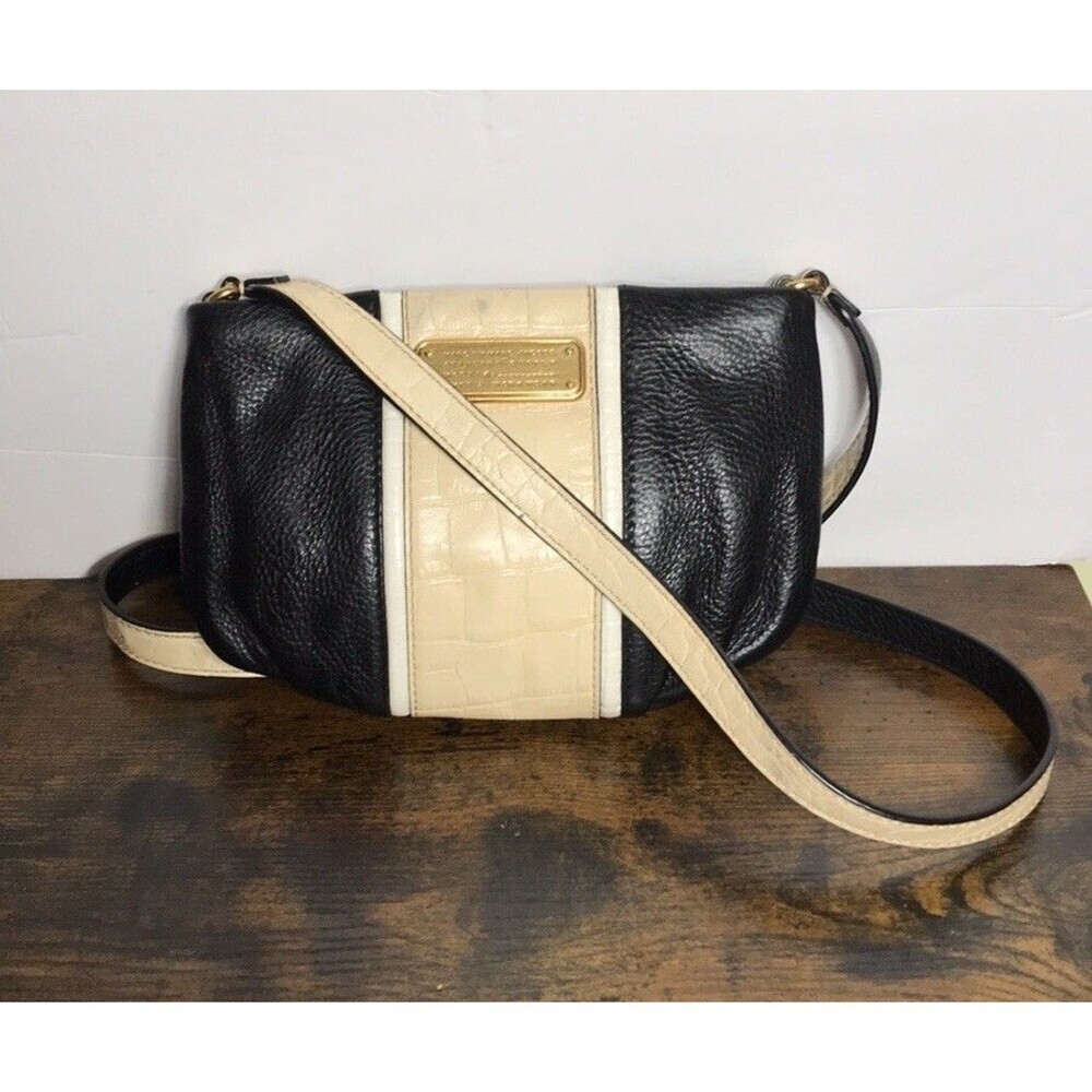 Marc Jacobs Womens Leather Crossbody Small Bag Black Beige Color block  Y2K